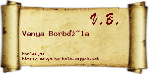 Vanya Borbála névjegykártya